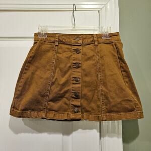 Forever 21 Size 27 Brown Button-Up Mini Skirt
